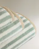 Zara Home Полотенце для лица и рук из хлопка, зелёный, в полоску · 1520/013 — фото 6