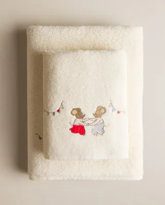 Zara Home Полотенце для лица и рук из хлопка, бежевый · 4698/013