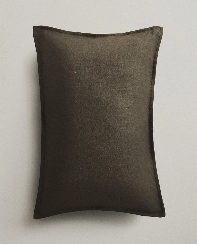 Zara Home наволочка декоративная из льна, хаки, 40x60 см