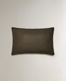 Zara Home наволочка декоративная из льна, хаки, 40x60 см — фото 3
