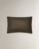 Zara Home наволочка декоративная из льна, хаки, 40x60 см — фото 5