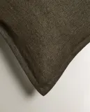 Zara Home наволочка декоративная из льна, хаки, 40x60 см — фото 7