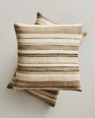 Zara Home наволочка декоративная из вискозы, бежевый, в полоску