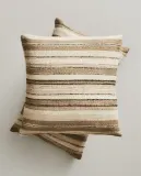 Zara Home наволочка декоративная из вискозы, бежевый, в полоску — фото 1