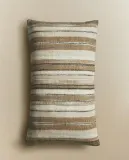 Zara Home наволочка декоративная из вискозы, бежевый, в полоску — фото 2