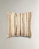 Zara Home наволочка декоративная из вискозы, бежевый, в полоску — фото 4