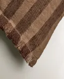 Zara Home наволочка декоративная из хлопка, коричневый, в полоску, 40x60 см — фото 5