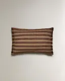 Zara Home наволочка декоративная из хлопка, коричневый, в полоску, 40x60 см — фото 6