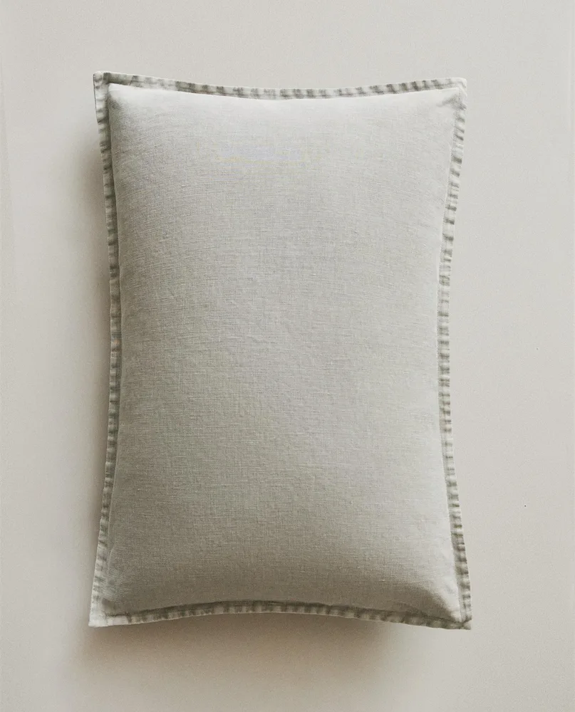 Zara Home наволочка декоративная из льна, серый, 40x60 см