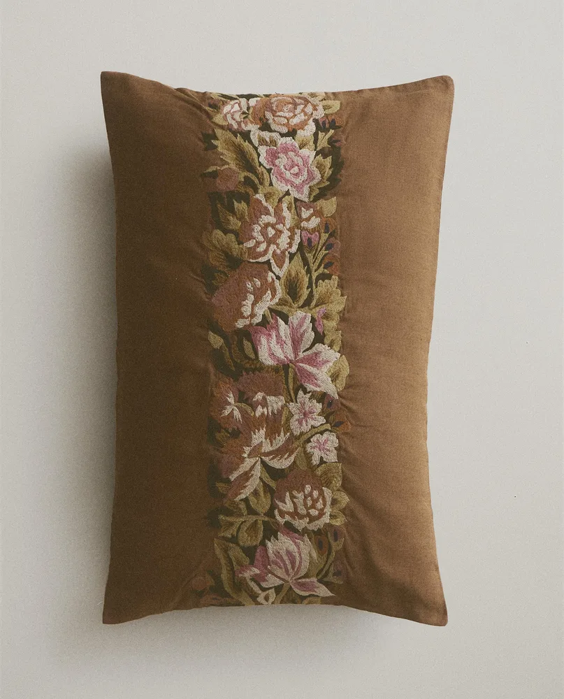 Zara Home наволочка декоративная из льна, светло-бежевый, в полоску, 40x60 см