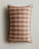 Zara Home наволочка декоративная из льна, терракотовый, в клетку, 40x60 см — фото 1
