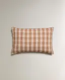 Zara Home наволочка декоративная из льна, терракотовый, в клетку, 40x60 см — фото 4