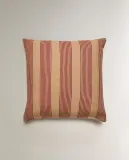 Zara Home наволочка декоративная из льна, светло-бежевый, в полоску, 50x50 см — фото 5
