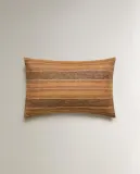 Zara Home наволочка декоративная из льна, песочный, в полоску, 40x60 см — фото 4