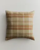 Zara Home наволочка декоративная из льна, зелёный, в клетку, 45x45 см — фото 1