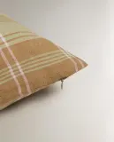 Zara Home наволочка декоративная из льна, зелёный, в клетку, 45x45 см — фото 2