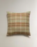 Zara Home наволочка декоративная из льна, зелёный, в клетку, 45x45 см — фото 4