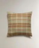 Zara Home наволочка декоративная из льна, зелёный, в клетку, 45x45 см — фото 6