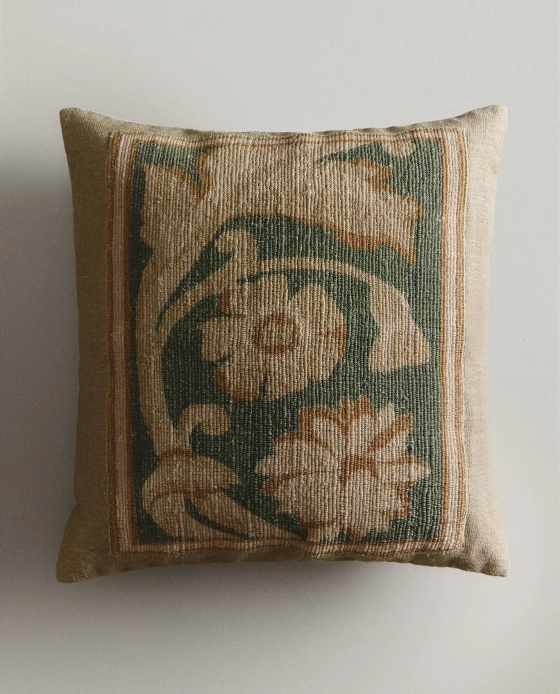 Zara Home наволочка декоративная из льна, зелёный, 50x50 см