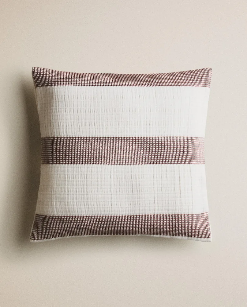Zara Home наволочка декоративная из хлопка, терракотовый, в полоску, 40x40 см