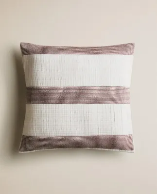 Zara Home наволочка декоративная из хлопка, терракотовый, в полоску, 40x40 см