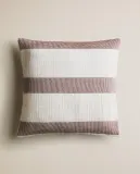 Zara Home наволочка декоративная из хлопка, терракотовый, в полоску, 40x40 см — фото 1