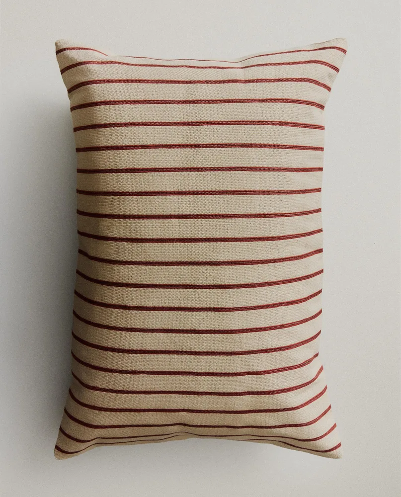 Zara Home наволочка декоративная из хлопка, малиновый, в полоску