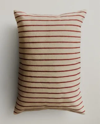 Zara Home наволочка декоративная из хлопка, малиновый, в полоску