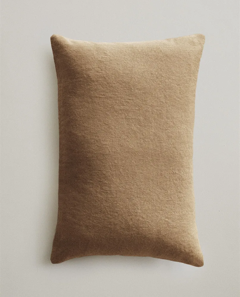 Zara Home наволочка декоративная из льна, коричневый, 40x60 см