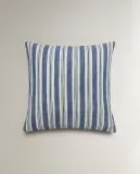 Zara Home наволочка декоративная из хлопка, синий, в полоску, 45x45 см — фото 4