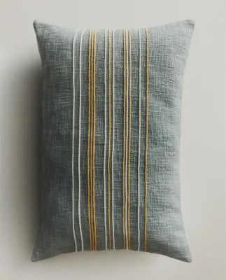 Zara Home наволочка декоративная из хлопка, бирюзовый, в полоску, 40x60 см