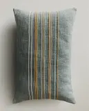 Zara Home наволочка декоративная из хлопка, бирюзовый, в полоску, 40x60 см — фото 1