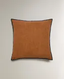 Zara Home наволочка декоративная из льна, терракотовый, 45x45 см — фото 3