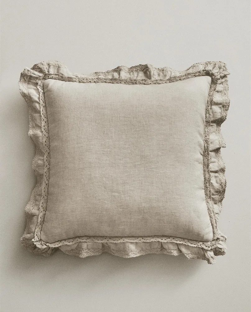 Zara Home наволочка декоративная из льна, светло-бежевый, 50x50 см