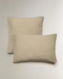 Zara Home наволочка декоративная из льна, бежевый · 6366/008 — фото 4