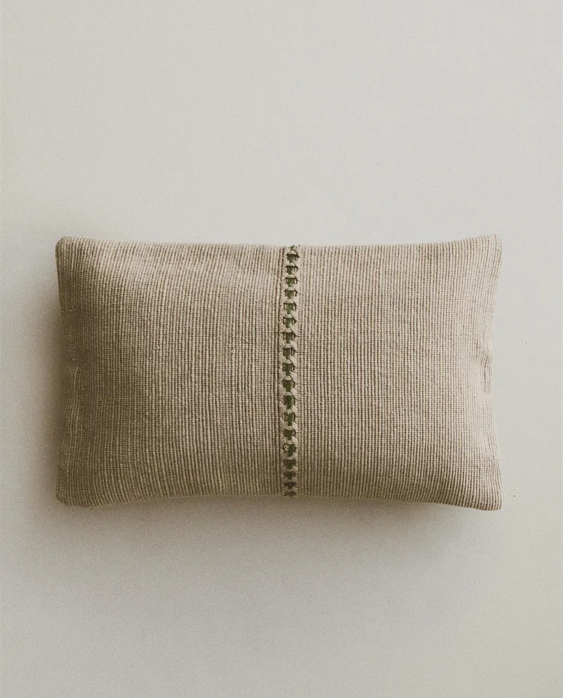 Zara Home наволочка декоративная из льна, зелёный, 30x50 см