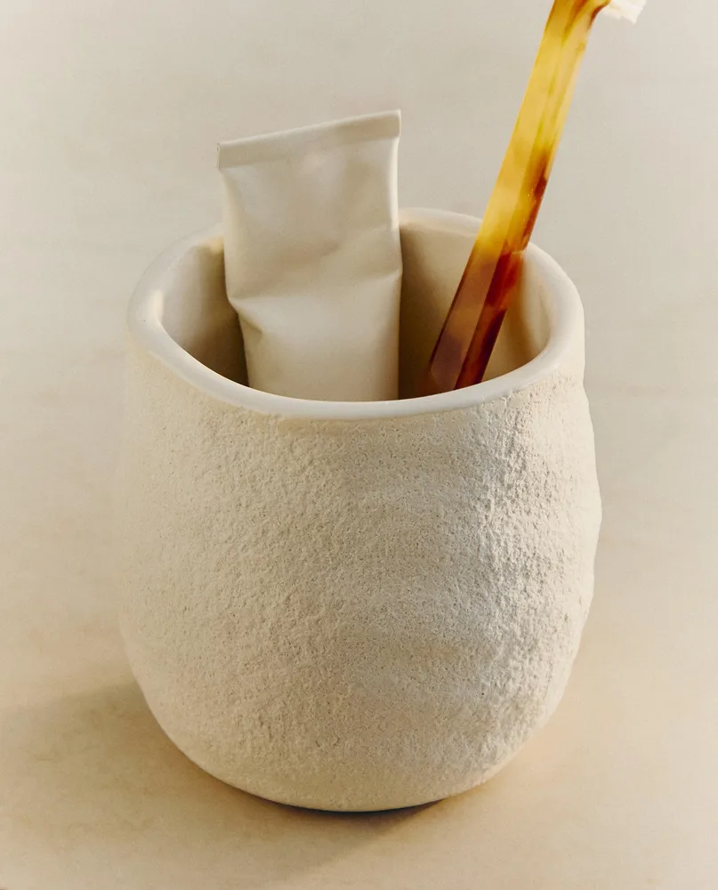 Zara Home стакан для ванной комнаты, керамика, экрю