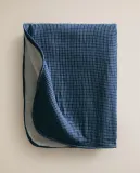Zara Home плед детский из хлопка, синий, в клетку, 90x120 см — фото 7