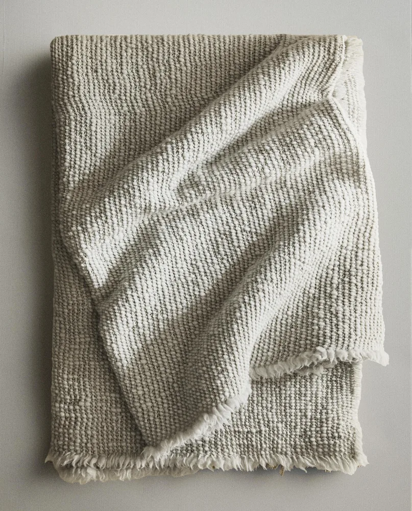 Zara Home плед из шерсти, синий, 140x190 см