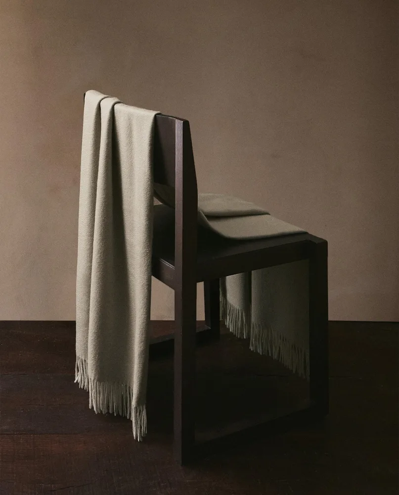 Zara Home плед из хлопка, экрю, 130x170 см