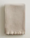 Zara Home плед из полиэстера, светло-бежевый — фото 8