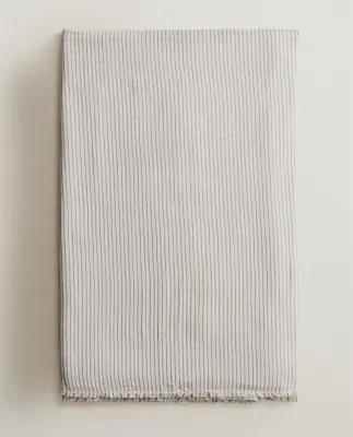 Zara Home плед из хлопка, коричневый, в полоску
