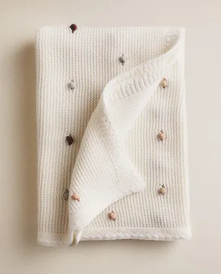 Zara Home плед детский из хлопка, в полоску, 70x100 см