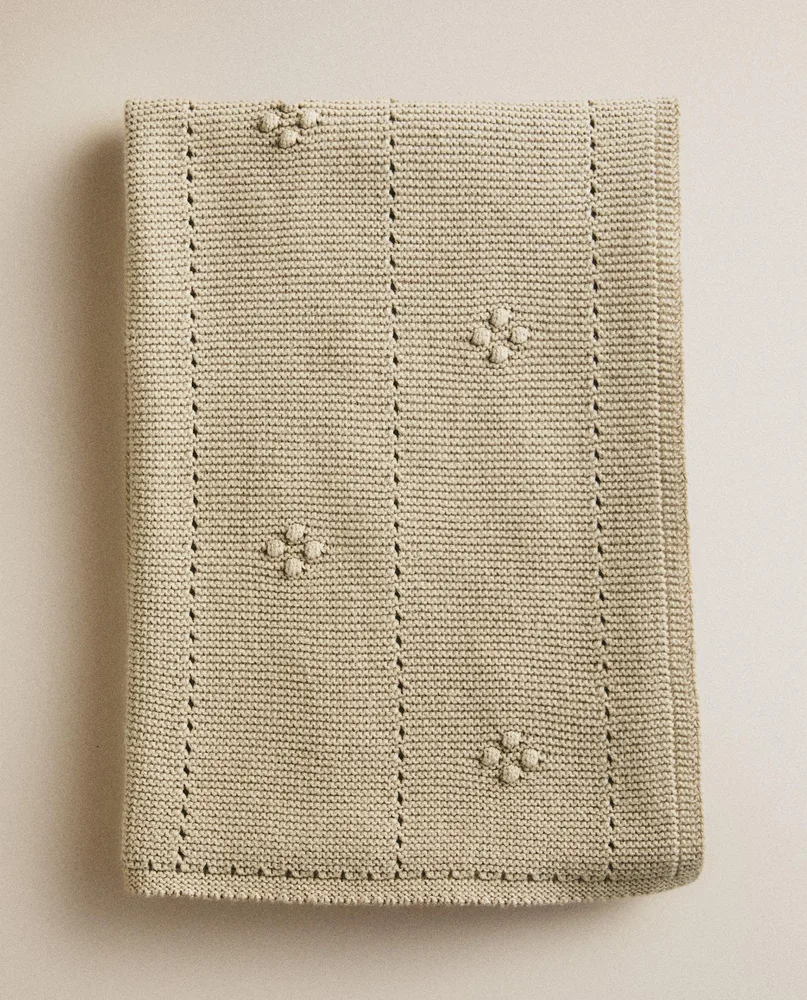 Zara Home плед детский из хлопка, розовый, 70x100 см