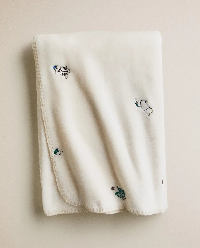 Zara Home плед детский из полиэстера, экрю, 90x120 см · 4601/004