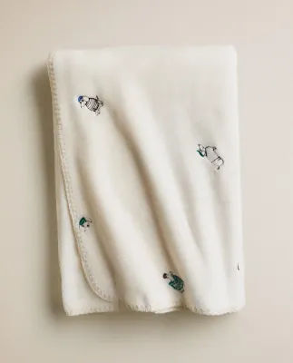 Zara Home плед детский из полиэстера, экрю, 90x120 см · 4601/004