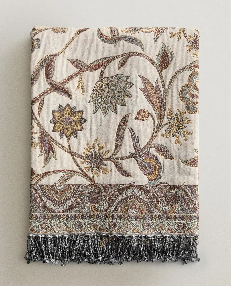 Zara Home плед из хлопка, зелёный, 140x190 см