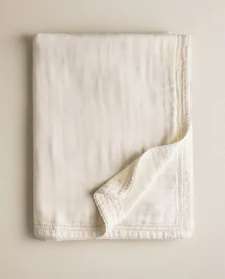 Zara Home плед детский из хлопка, экрю, 90x120 см