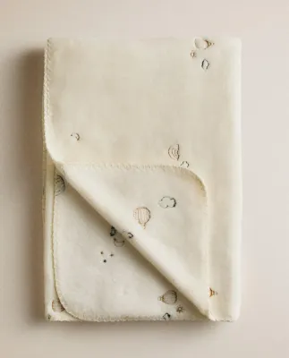Zara Home плед детский из полиэстера, кремовый, 90x120 см
