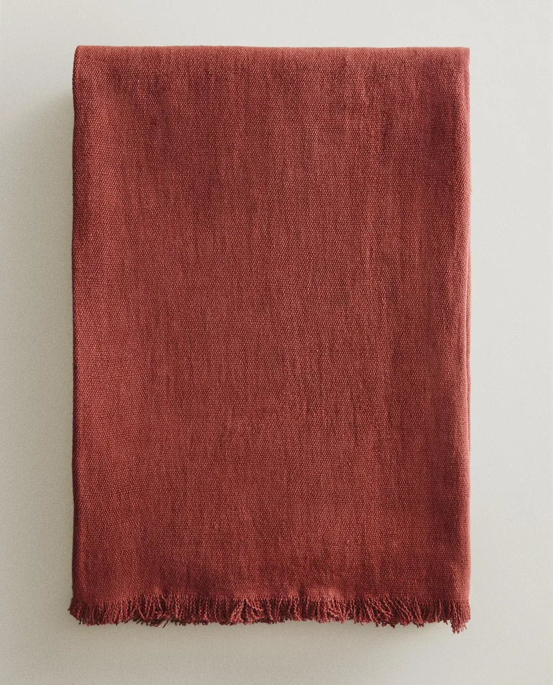 Zara Home плед из льна, терракотовый, 140x190 см